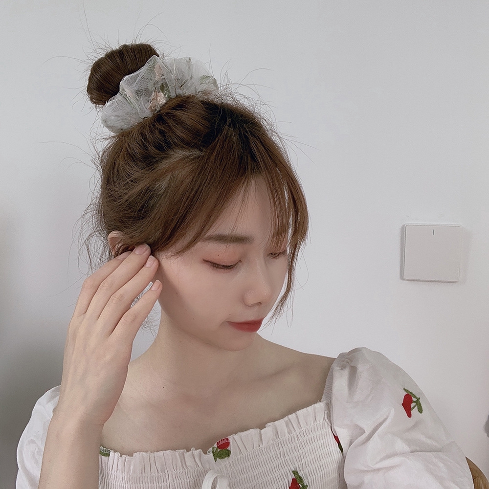 Dây buộc tóc hoa vải lưới xinh xắn dễ thương cho nữ