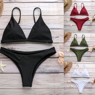 Bikini Màu Trơn Thiết Kế Nâng Ngực Cho Nữ