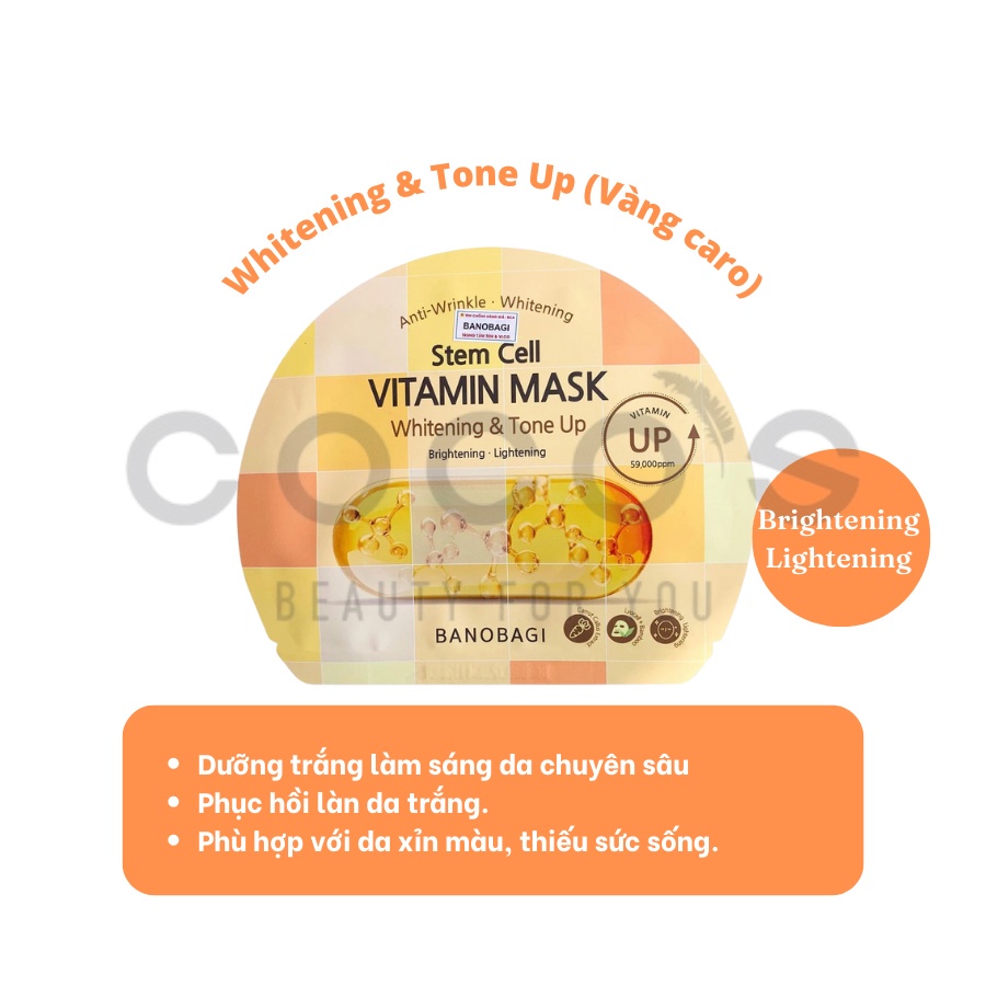 Mặt Nạ Giấy Dưỡng Ẩm Trắng Da Banobagi Stem Cell Vitamin Mask 30ml (2021)