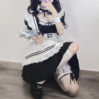 [NANAKO] Hàng tồn kho sexy hầu gái mặc bộ đồ đen hầu gái mặc người giúp việc bộ đồ cosplay cô gái mềm mại dễ thương hàng ngày Lolita phụ nữ Lolita váy tạp dề váy dài anime hai chiều Lolita