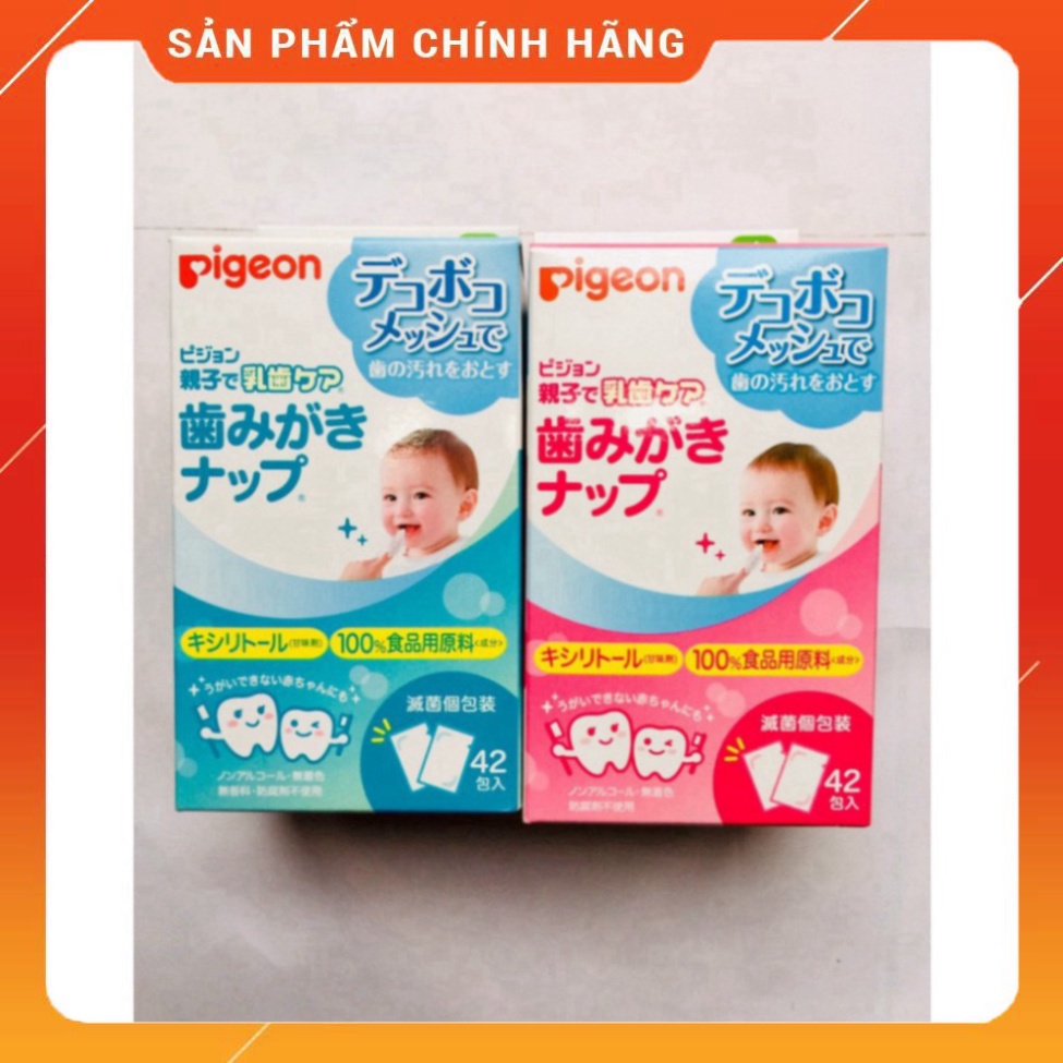 Khăn lau răng Pigeon Nhật dành cho bé từ sơ sinh hộp 42 miếng