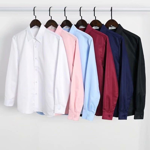 [SALE CỰC SỐC] Áo sơ mi xanh hàng cotton lụa trơn không nhăn mềm mịn mát