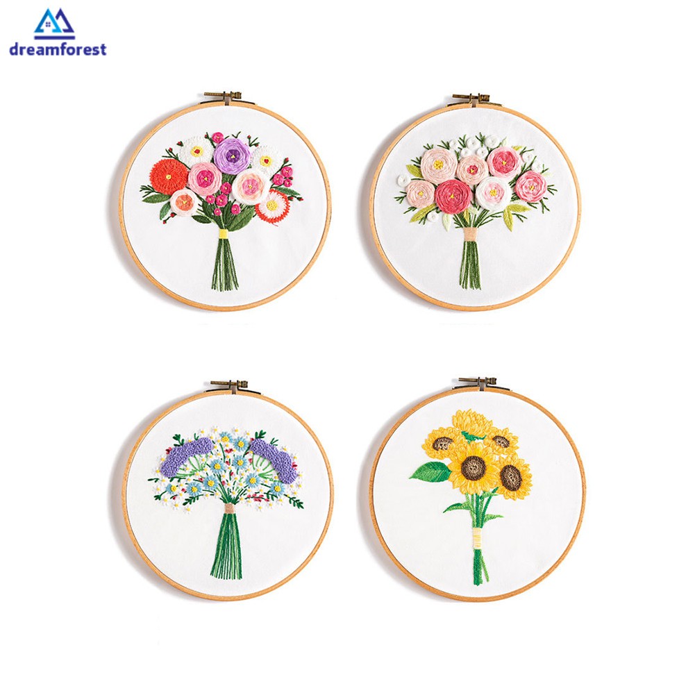 Set tranh thêu chữ thập DIY họa tiết hoa độc đáo