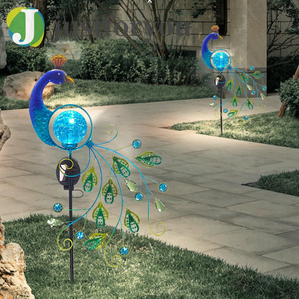 2 Đèn Led Năng Lượng Mặt Trời Hình Chim Công Trang Trí Sân Vườn Nghệ Thuật