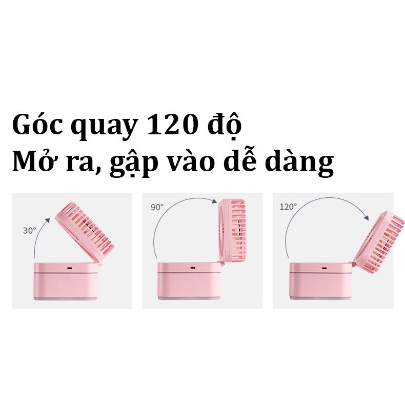 ✅FREESHIP✅Quạt Mini Phun Sương Để Bàn Gấp Gọn Magic Cube 3 Chế Độ Mát, Đèn Ngủ, Tự Động Tạo Ẩm Trong 3H