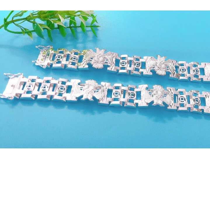 Lắc tay nam bạc - Vòng tay dân chơi loại to khóa chữ S Cao Cấp