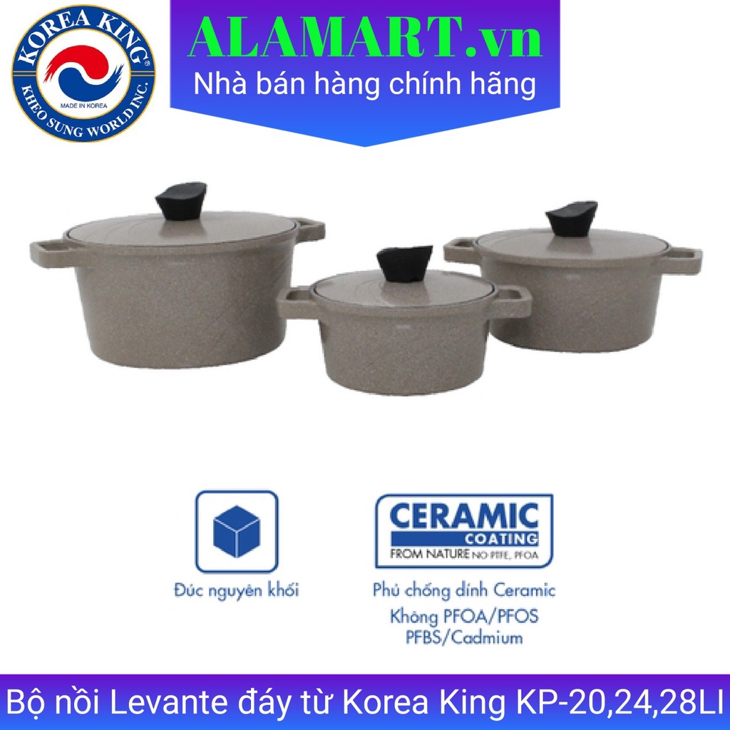 Nồi nấu men ceramic đáy từ Korea King KP-28LI ( phủ men chống dính Ceramic, SIZE 28cm) nhập khẩu hàn quốc