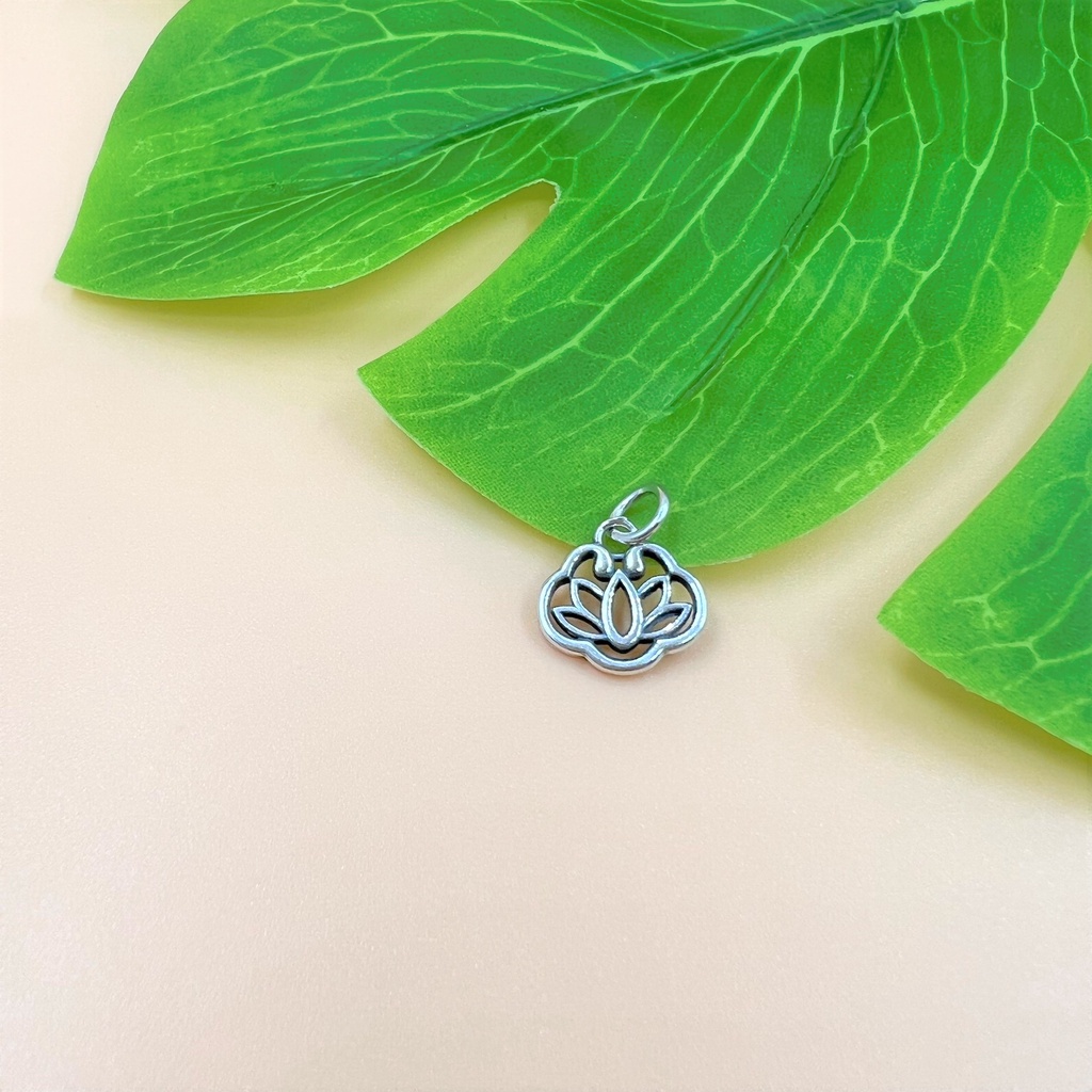 Charm móc treo hoa sen cách điệu hình mây - Charm Bạc 925 - Mã CA875