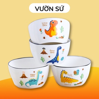Bát ăn cơm dễ thương chất liệu sứ cao cấp hình mèo và khủng long - VS26