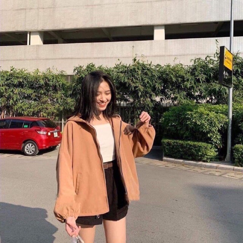 Áo khoác nỉ nhung tay bồng ullzang nữ