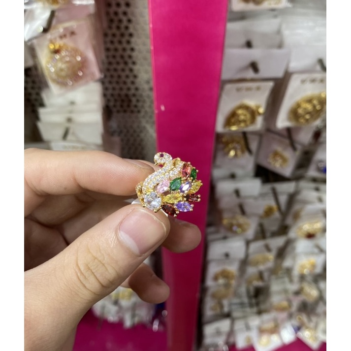 nhẫn nữ mạ vàng hình con công mẫu 240622 - Hình shop tự chụp - QT