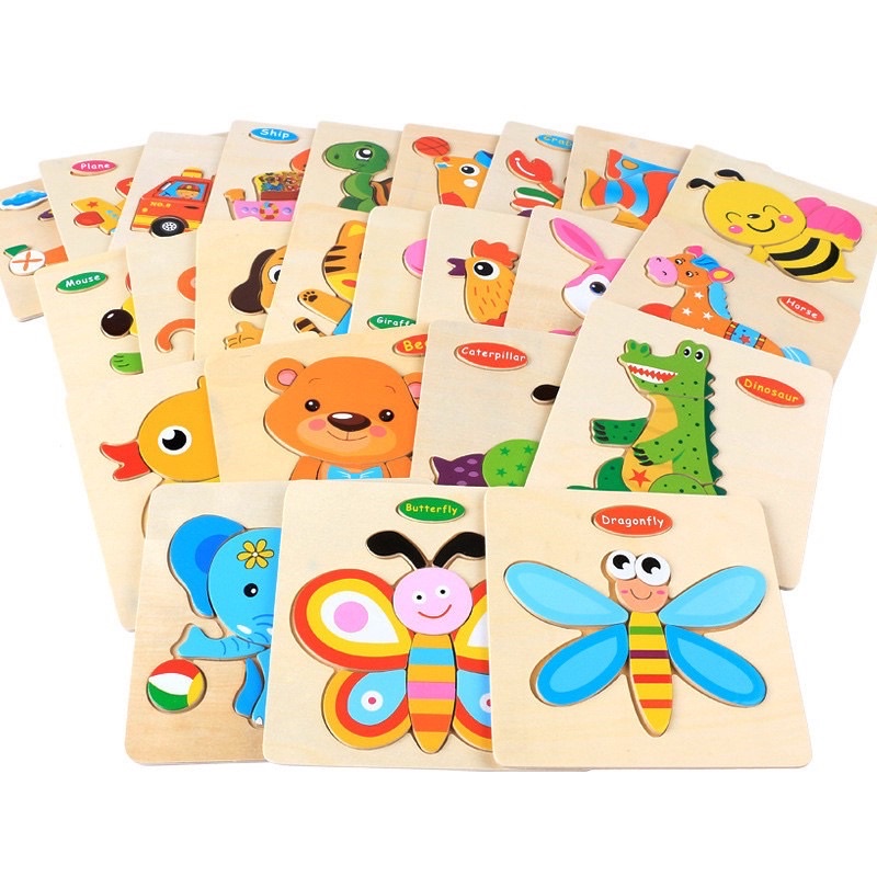 🐳🐳Đồ Chơi Xếp Hình Lắp Ráp Tranh Ghép Gỗ 3D🌹Ngộ Nghĩnh Cho Bé Phát Triển Trí Tuệ