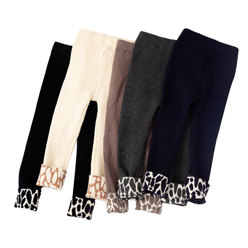 Quần legging giữ ấm vải cotton mềm mại dễ thương cho bé gái