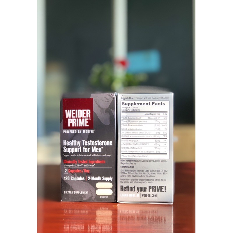 Weider Prime Testosterone support For Men 120 viên