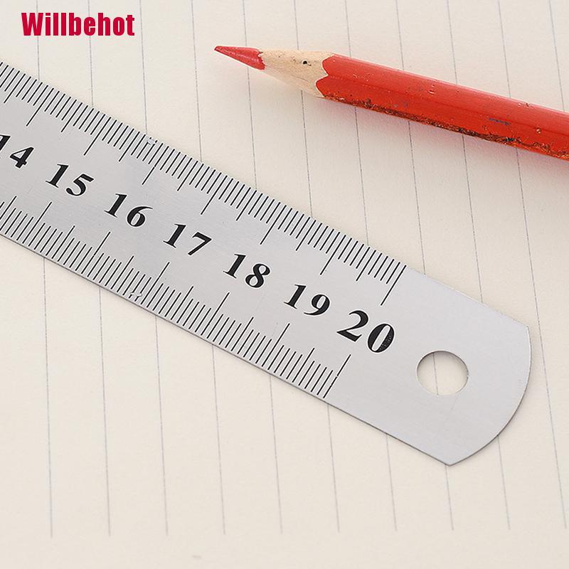 Thước đo thẳng bằng thép không gỉ in số hai mặt 15-30Cm