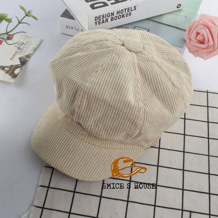 NÓN BERET MŨ NEWSBOY VẢI NHUNG THỜI TRANG