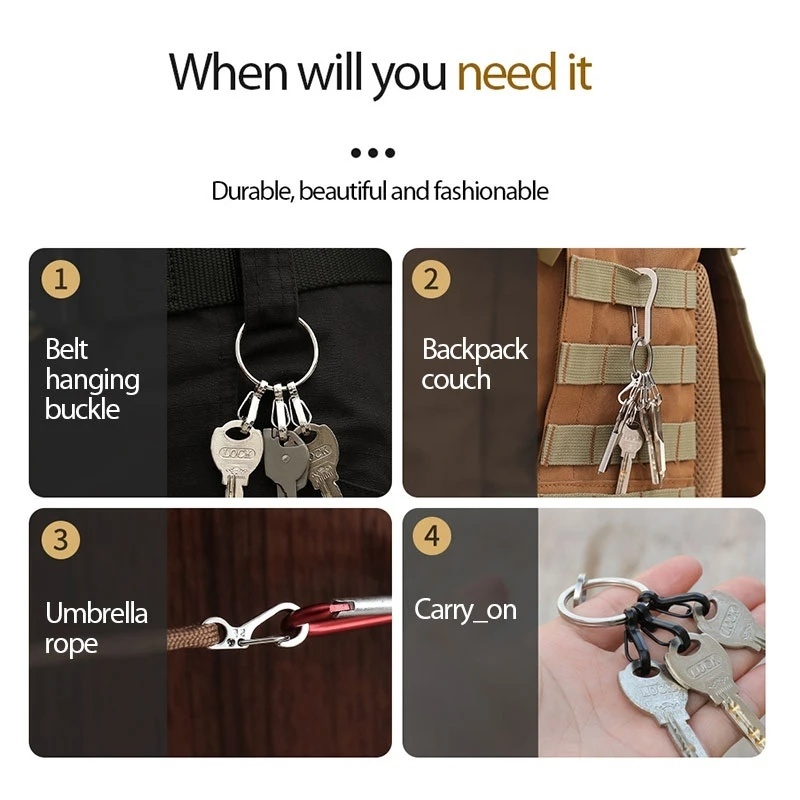 Set 10 Móc Lò Xo Nhỏ Bằng Kim Loại Chất Lượng Cao Treo Đồ Chống Gió Có Thể Tháo Rời Cho Hoạt Động Ngoài Trời / Cắm Trại Ngoài Trời