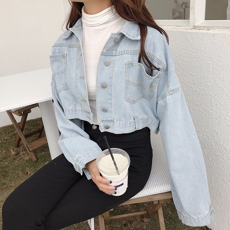 ENCOUNTER Women's Korean Fall Shoulder Sleeve Denim Jacket Loose Coats | BigBuy360 - bigbuy360.vn