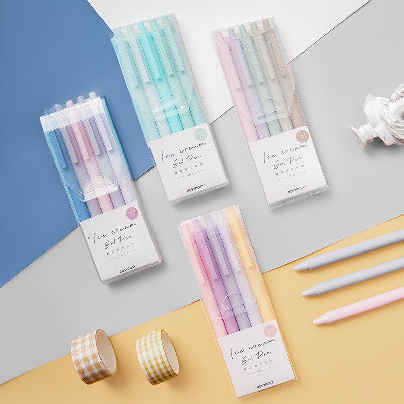 Set 6 bút mực gel 0.5mm nhiều màu sắc cho học sinh / nhân viên văn phòng