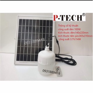 Đèn búp trụ led năng lượng mặt trời 100w, pin 3,7v 18ah