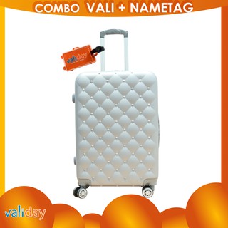 Vali kéo du lịch size 24 inches màu xám ánh kim 818 - 24 và nametag