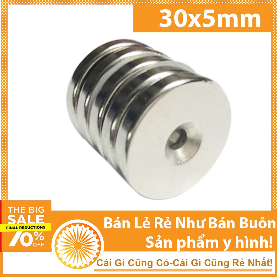 Nam châm đất hiếm tròn có lỗ nhiều kích thước 1 viên