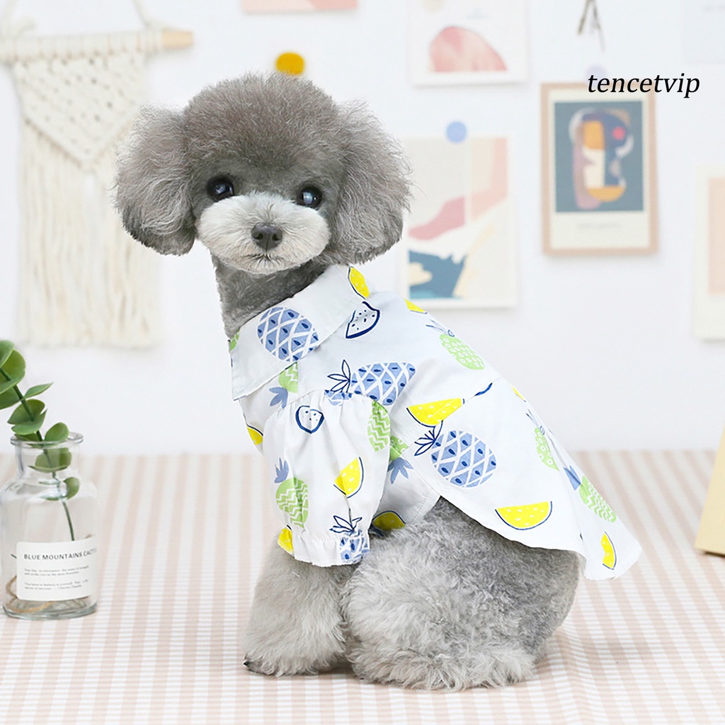 Áo Thun Cotton In Họa Tiết Trái Cây Hai Chân Cài Nút Cho Thú Cưng