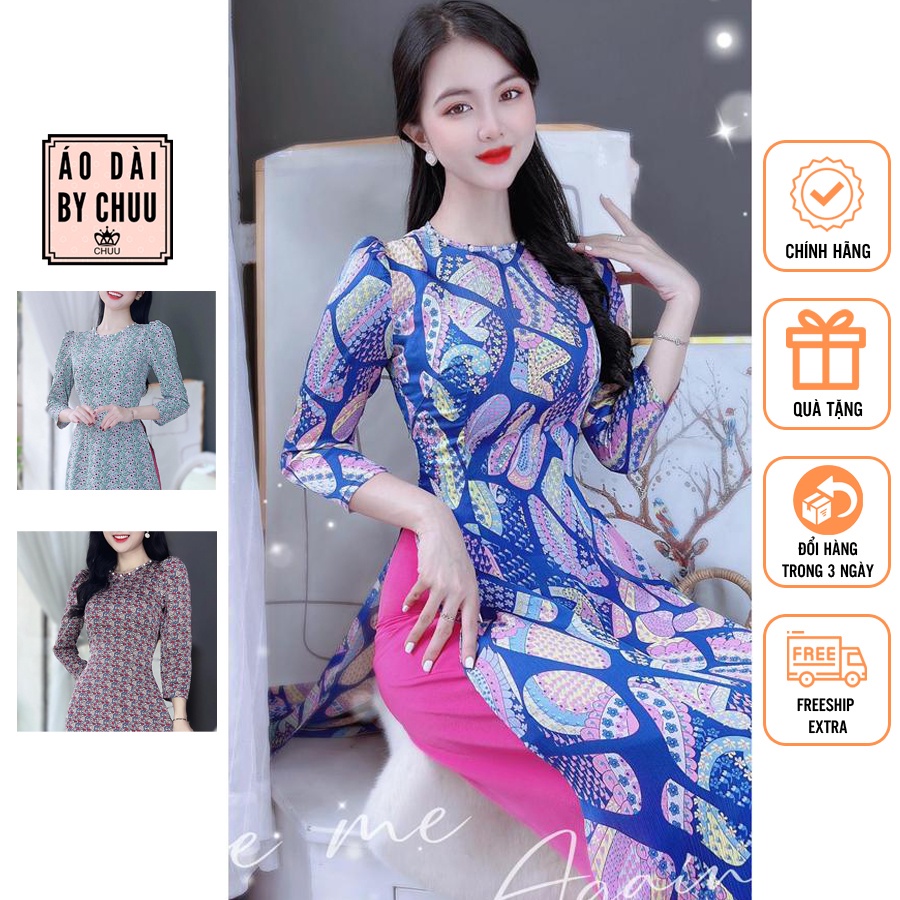 Áo dài cách tân nữ kiểu cổ kiềng đính ngọc không kèm quần CHUU AD8049