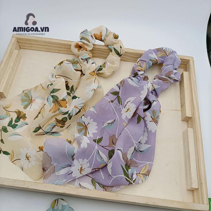Dây Thun Cột Tóc Cao Su Đính Hoa Vải Dành Cho Nữ