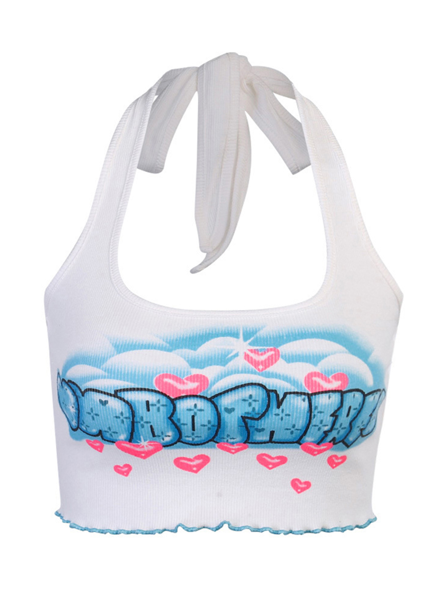 Áo yếm hở lưng ngắn in chữ quyến rũ cho nữ | BigBuy360 - bigbuy360.vn