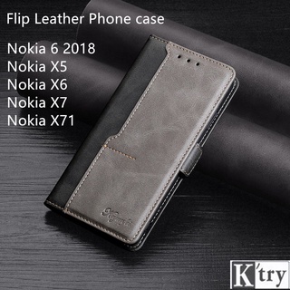 Lật Bao Nắp Gập Chất Giả Da Cho Điện Thoại Nokia X5 / Nokia X6 / Nokia X7 / Nokia X71 / Nokia 6 2018
