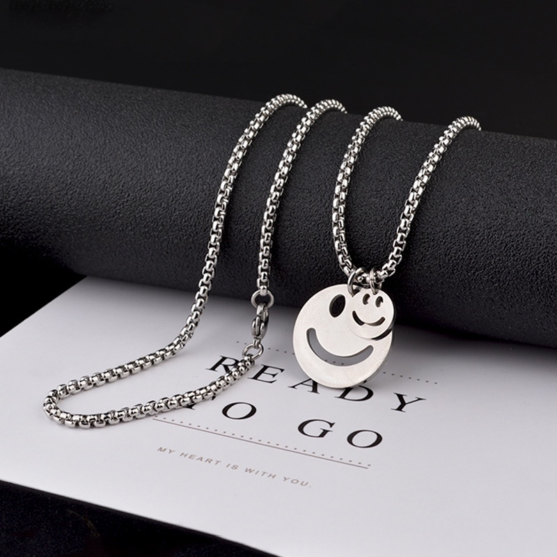 Dây chuyền Nam Bạc Đẹp Unisex Cá Tính Ngầu Thời Trang Nam Basic Smiley Chain LuciferStore Vòng Titan không gỉ Two Smiley