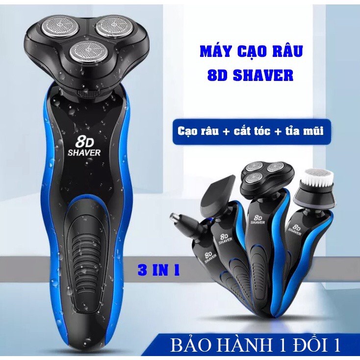 Máy Cạo Râu Đa Năng 8D Shaver S9228 3 in 1, cắt tóc, cạo dâu, tỉa lông mũi, Tặng thêm 3 lưỡi thay thế