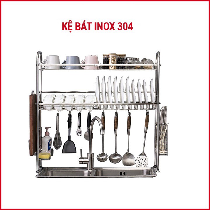 Kệ Để Chén Đĩa Thông Minh 1 Tầng và 2 Tầng – Chất Liệu Inox 304 Cao Cấp Chống Han Gỉ