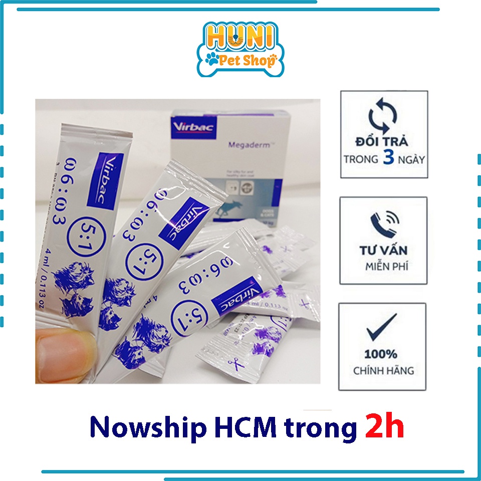 28 gói Gel Megaderm dưỡng lông cho chó Virbac gel dinh dưỡng giúp mượt lông da, hỗ trợ viêm da giảm ngứa