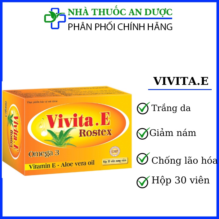 Viên uống Vitamin Vivita E Rostex đẹp da, bổ sung vitamin cho cơ thể - Hộp 30 viên