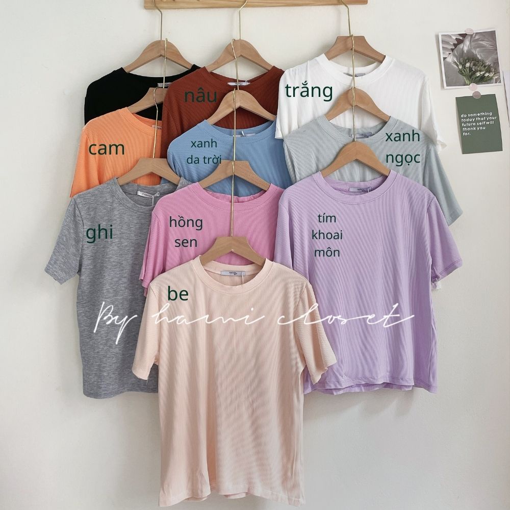 Áo thun tăm trơn chất nhẹ mát bảng màu pastel hami 0689
