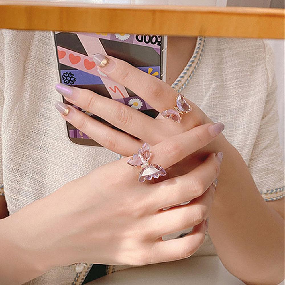 Nhẫn Hình Bướm Màu Kẹo Trong Suốt Đơn Giản Thời Trang Cho Nữ