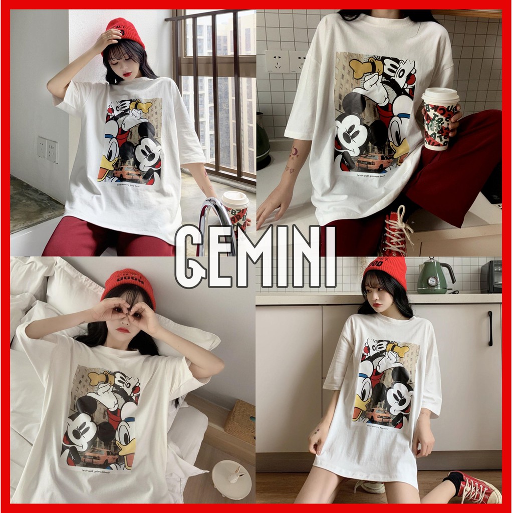 Áo Thun Chuột Mickey Unisex Phông Tay Lỡ Form rộng kiểu dáng Ulzzang Hàn Quốc