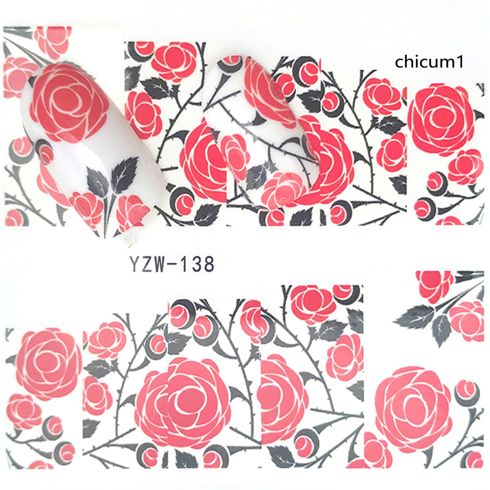 [Hàng mới về] Miếng dán trang trí móng tay họa tiết hoa sáng tạo