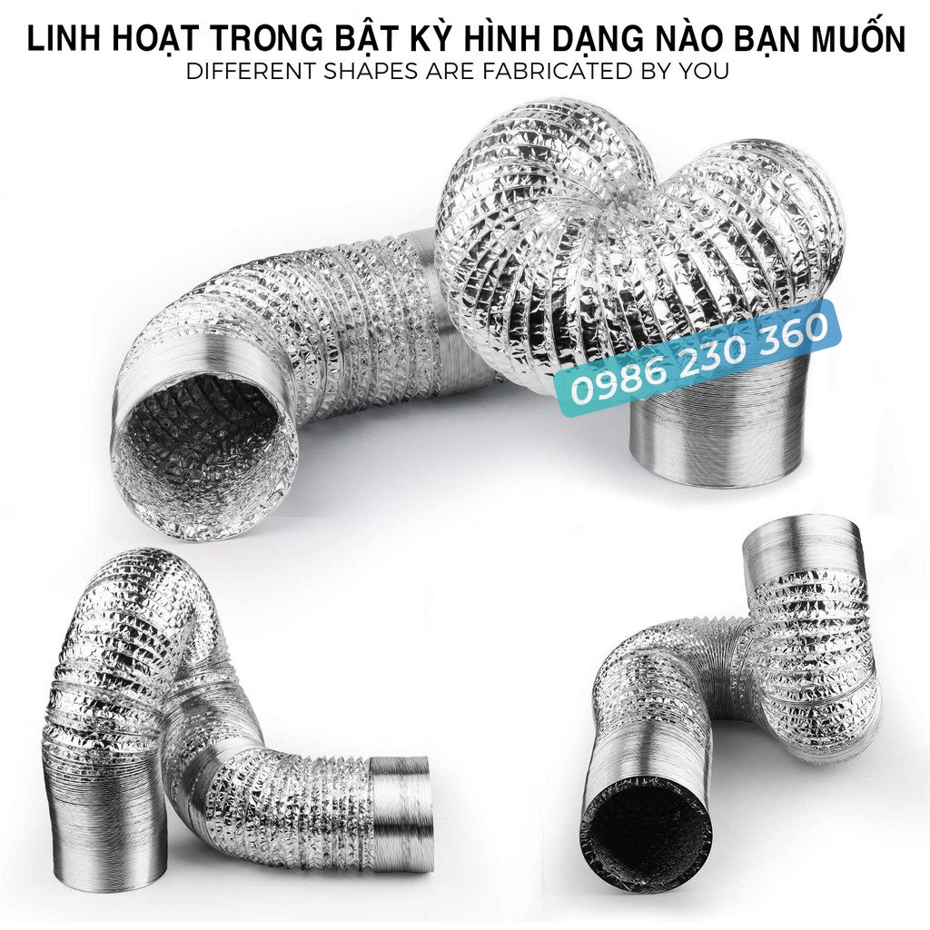 Ống Thông Gió Tròn, Ống Gió Mềm , Ống Dẫn Gió Mềm Cuộn Dài 8 Mét D100 D150 D200