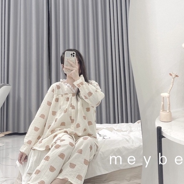 Bộ đồ bầu và sau sinh dài tay cho mẹ vải xốp nhăn mùa thu đông SS-7