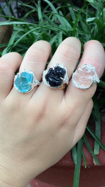 Nhẫn hồ ly to đính đá nhân tạo đủ màu