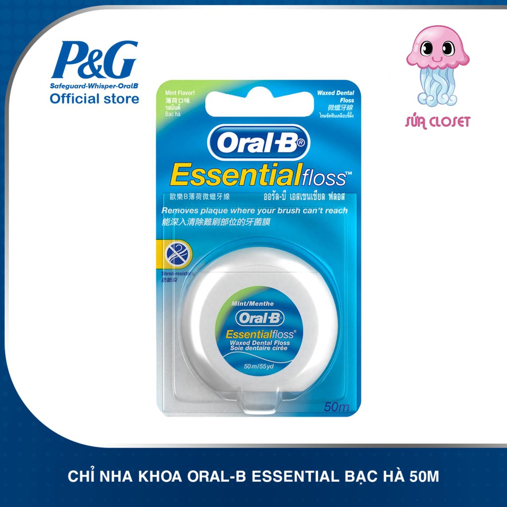 Chỉ Nha Khoa Oral-B Essential Floss, loại trừ các mảng bám, thức ăn dư thừa trong khe răng