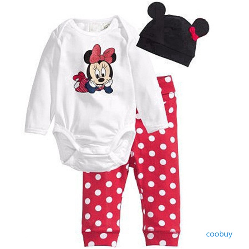 Bộ romper tay dài in hình chuột Mickey dễ thương cho bé