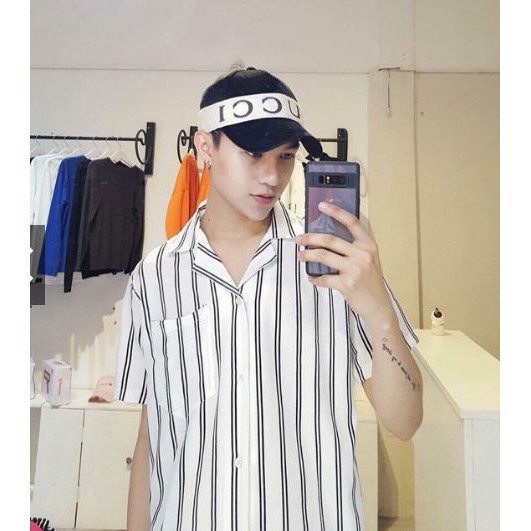 Km 🌙[reikoshoppu2020] xẢ kho Áo sƠ mi cẶp sỌc tÚi kẺ 2 sỌc ĐỎ Đen trẮng hàng chọn