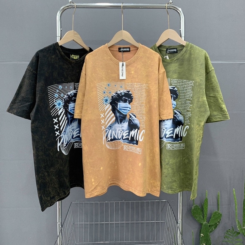 ÁO THUN TAY LỠ COTTON WASH PANDEMIC FORM UNISEX NAM NỮ (hình chụp thật)