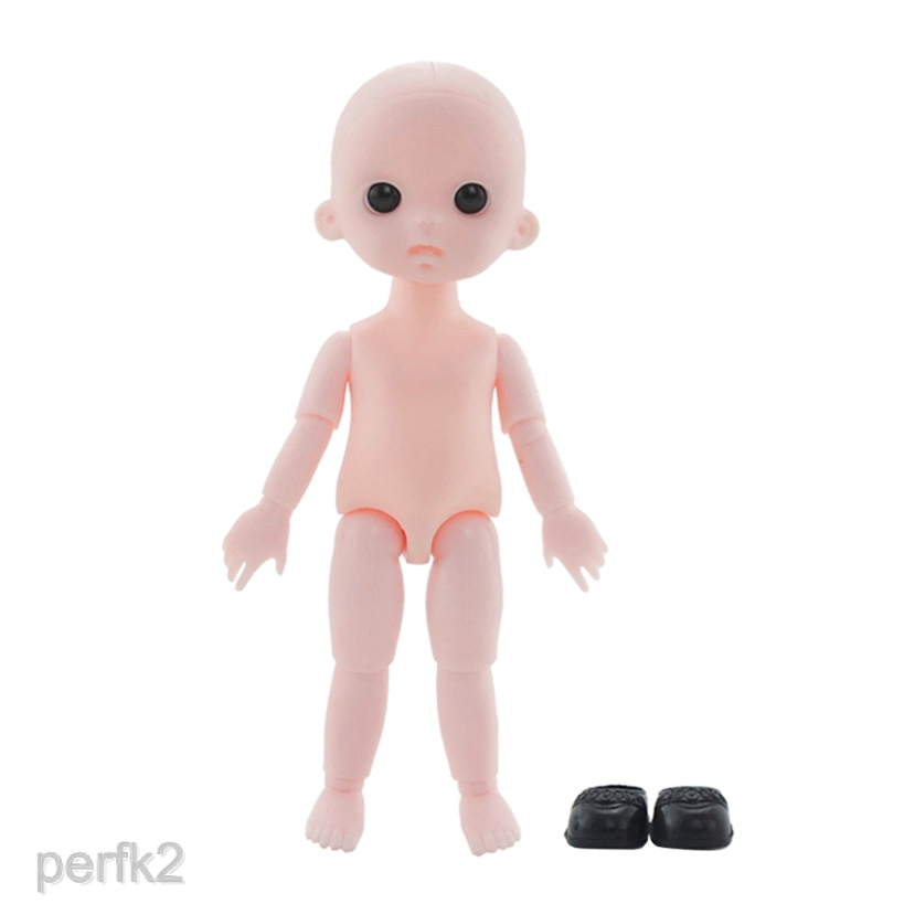1/12 BJD Unpainted Girl Plastic Nude Doll Body Head DIY Accessory White Skin