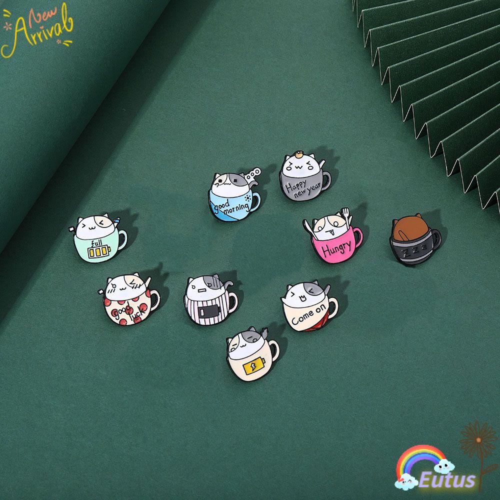 Ghim Cài Áo Hình Cốc Cà Phê Mèo Dễ Thương