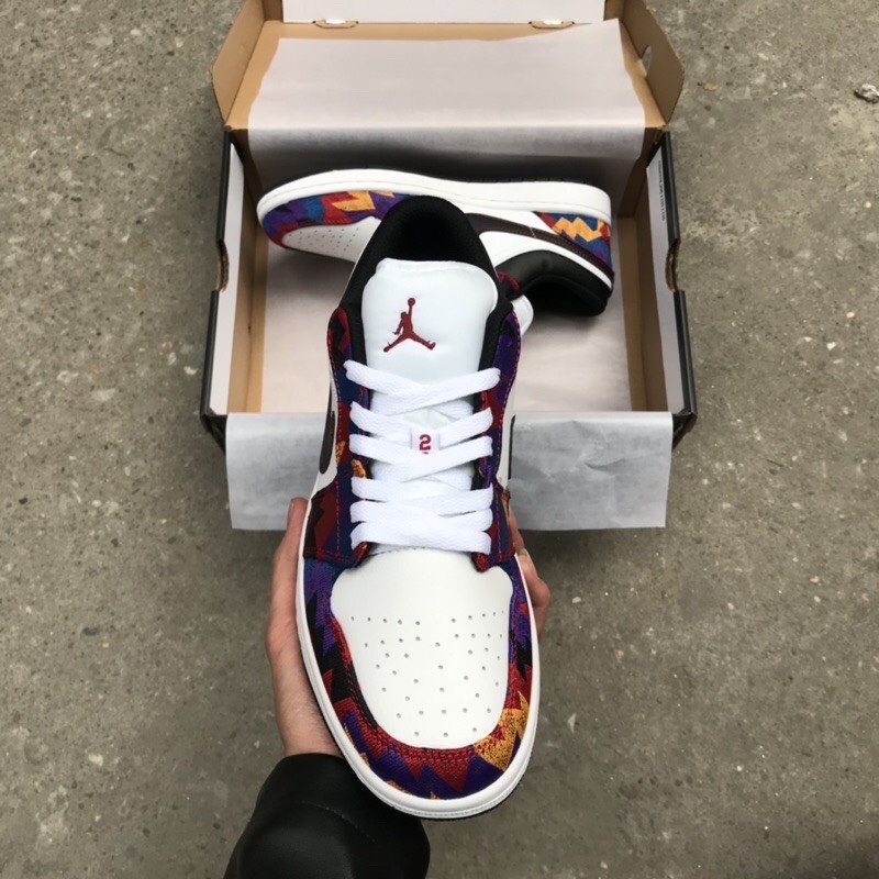 HoPi | Giày sneaker Jordan 1 low thổ cẩm - full box bill.
